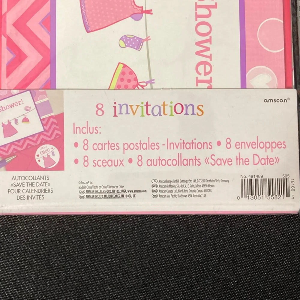 8 Pink Baby Girl Baby Shower Invitations And Envelopes